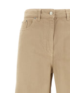 NUDE Beige Cotton Flared Pants