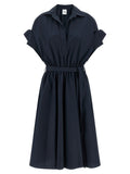NUDE Blue Cotton Midi Dress