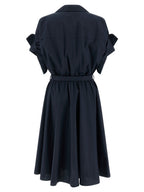 NUDE Blue Cotton Midi Dress