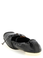 MM6 Maison Margiela Black Cowhide Ballet Flats