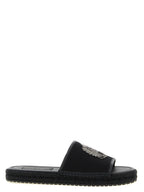 Dolce & Gabbana Black Cotton Slides