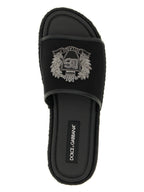 Dolce & Gabbana Black Cotton Slides