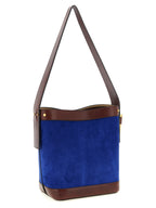 Schultertasche aus blauem Kalbsleder