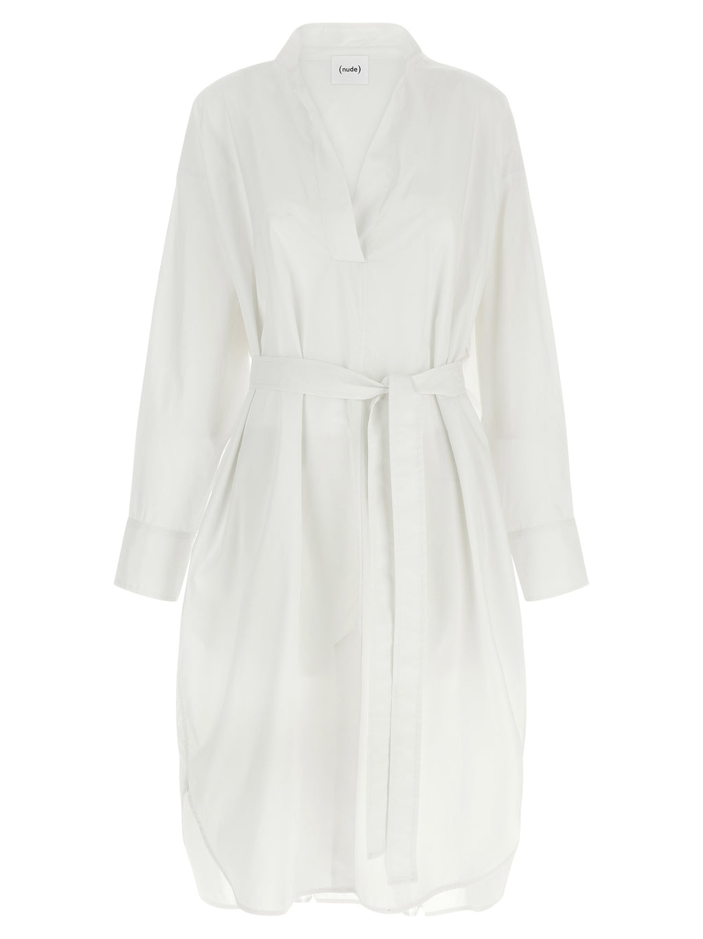 NUDE White Cotton Midi Dress