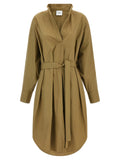 NUDE Brown Cotton Midi Dress