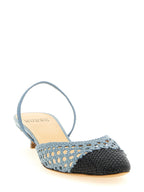 Francesco Russo Blue Goatskin Mid Heel Pumps