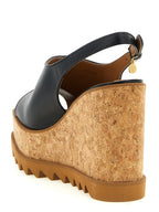 Stella McCartney Black Polyurethane Wedge Sandals