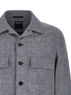 ZEGNA Blue Linen Blouse