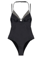 ALLIS Black Polyester One-Piece Swimsuit