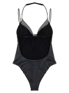 ALLIS Black Polyester One-Piece Swimsuit