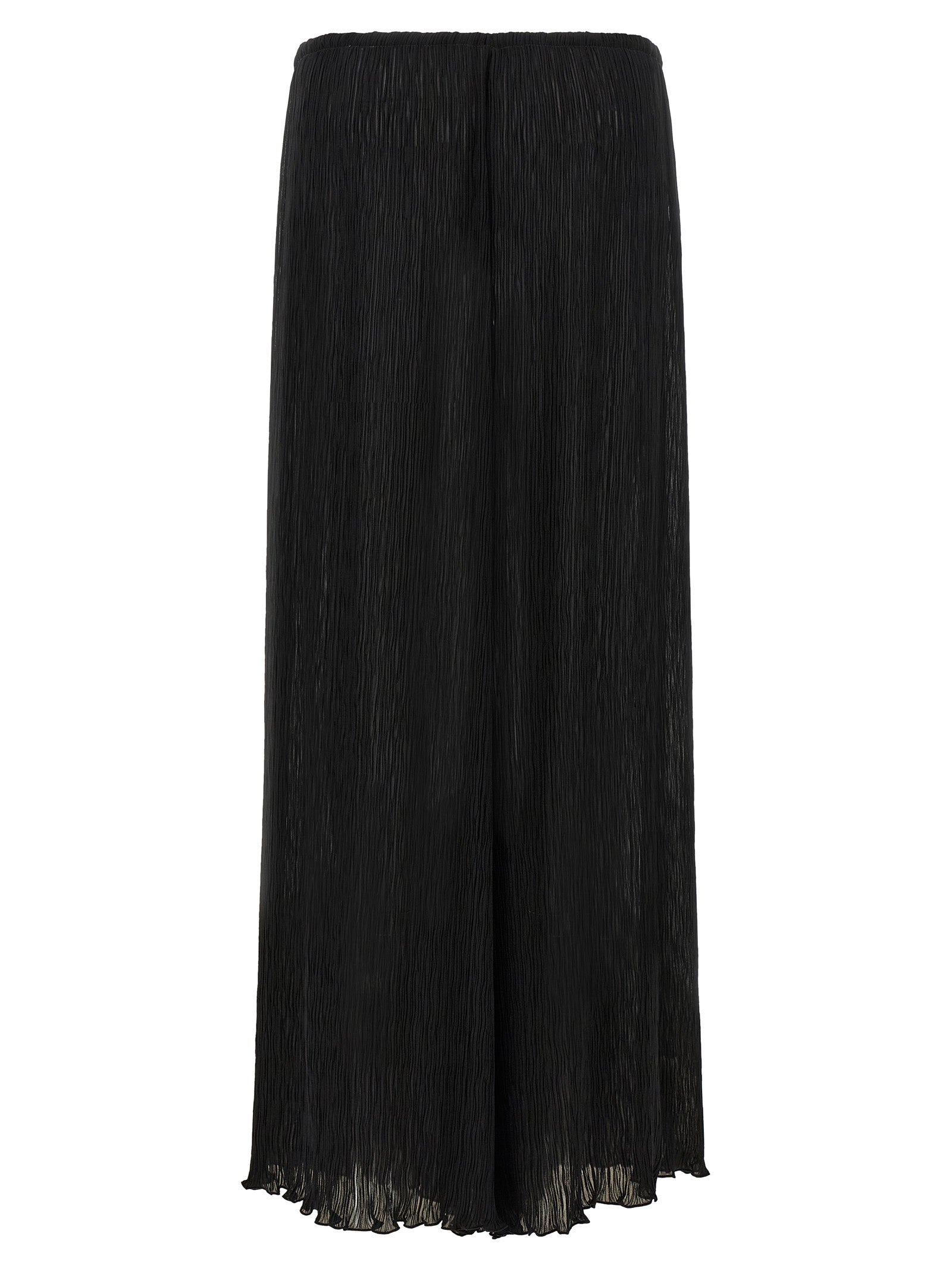 Black Polyester Casual Pants