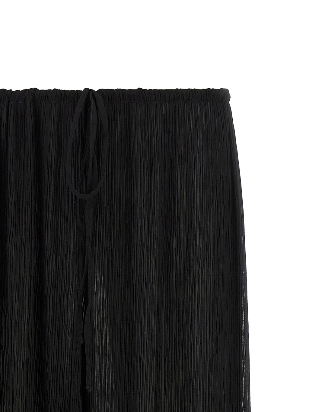 Black Polyester Casual Pants