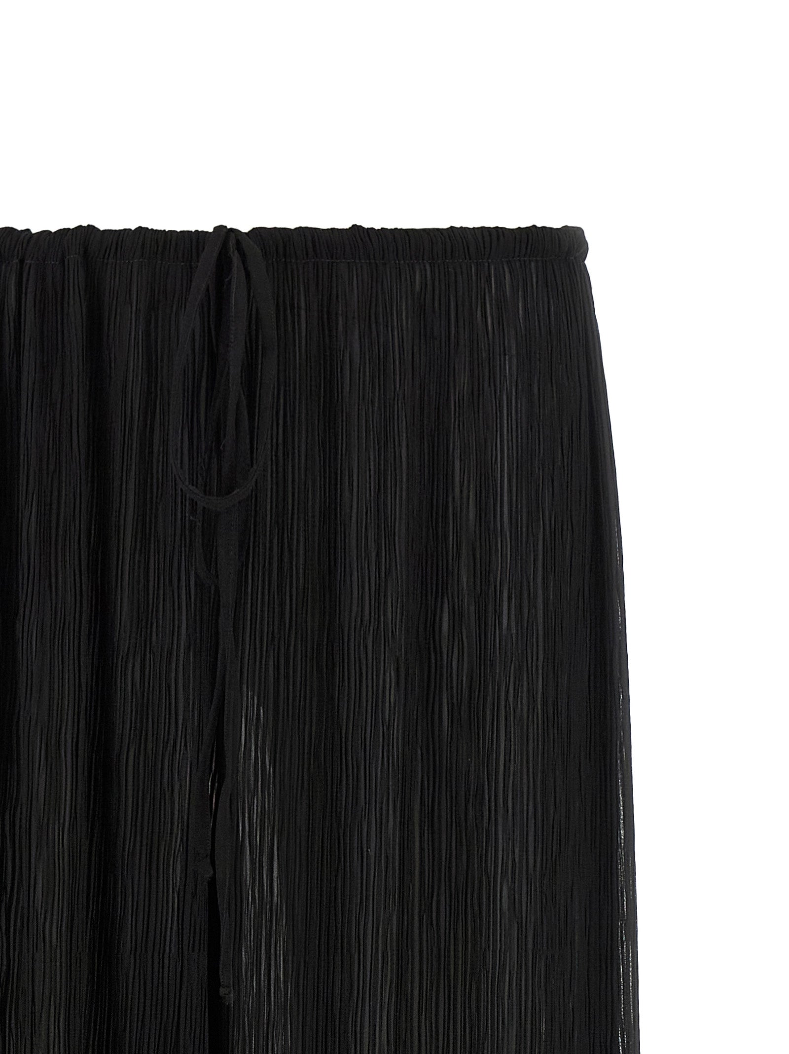 Black Polyester Casual Pants