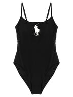 Polo Ralph Lauren Black Nylon One-Piece Swimsuit