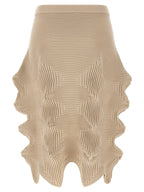 Beige Polyester Midi Skirt