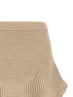 Beige Polyester Midi Skirt