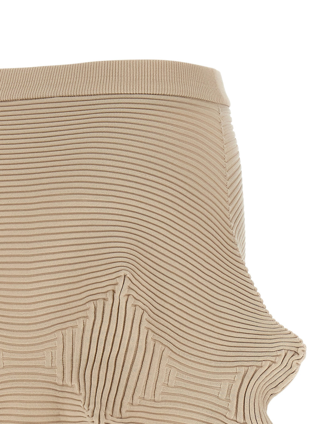 Beige Polyester Midi Skirt