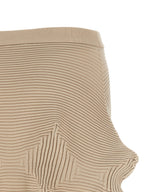 Beige Polyester Midi Skirt