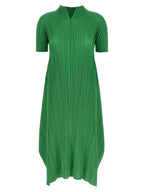 PLEATS PLEASE ISSEY MIYAKE Bicolor Polyester Midi Dress