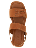 Hogan Brown Calfskin Flat Sandals