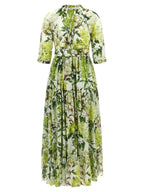 Bicolor Cotton Long Dress