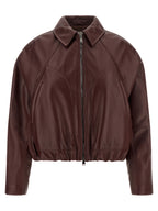 Brunello Cucinelli Bordeaux Calfskin Leather Jacket