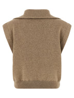 Brunello Cucinelli Beige Cashmere Sleeveless Jacket