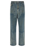 FOUND Blue Cotton Straight-Leg Jeans