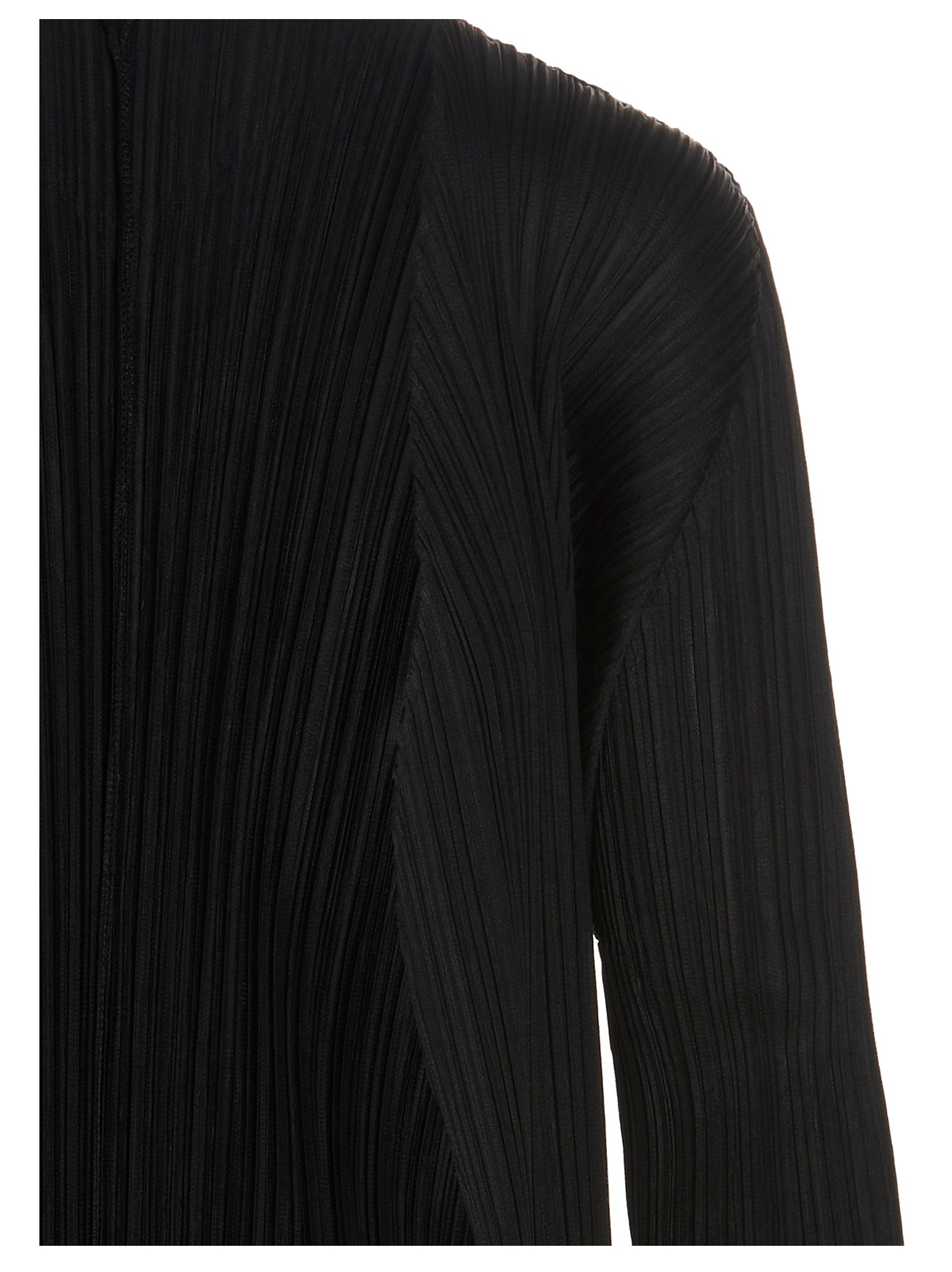 PLEATS PLEASE ISSEY MIYAKE Black Polyester Cardigan