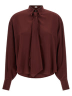 Brunello Cucinelli Bordeaux Silk Blouse