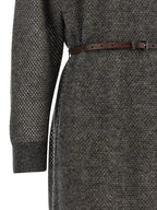 Brunello Cucinelli Gray Wool Midi Dress