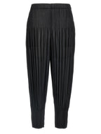 Black Polyester Casual Pants