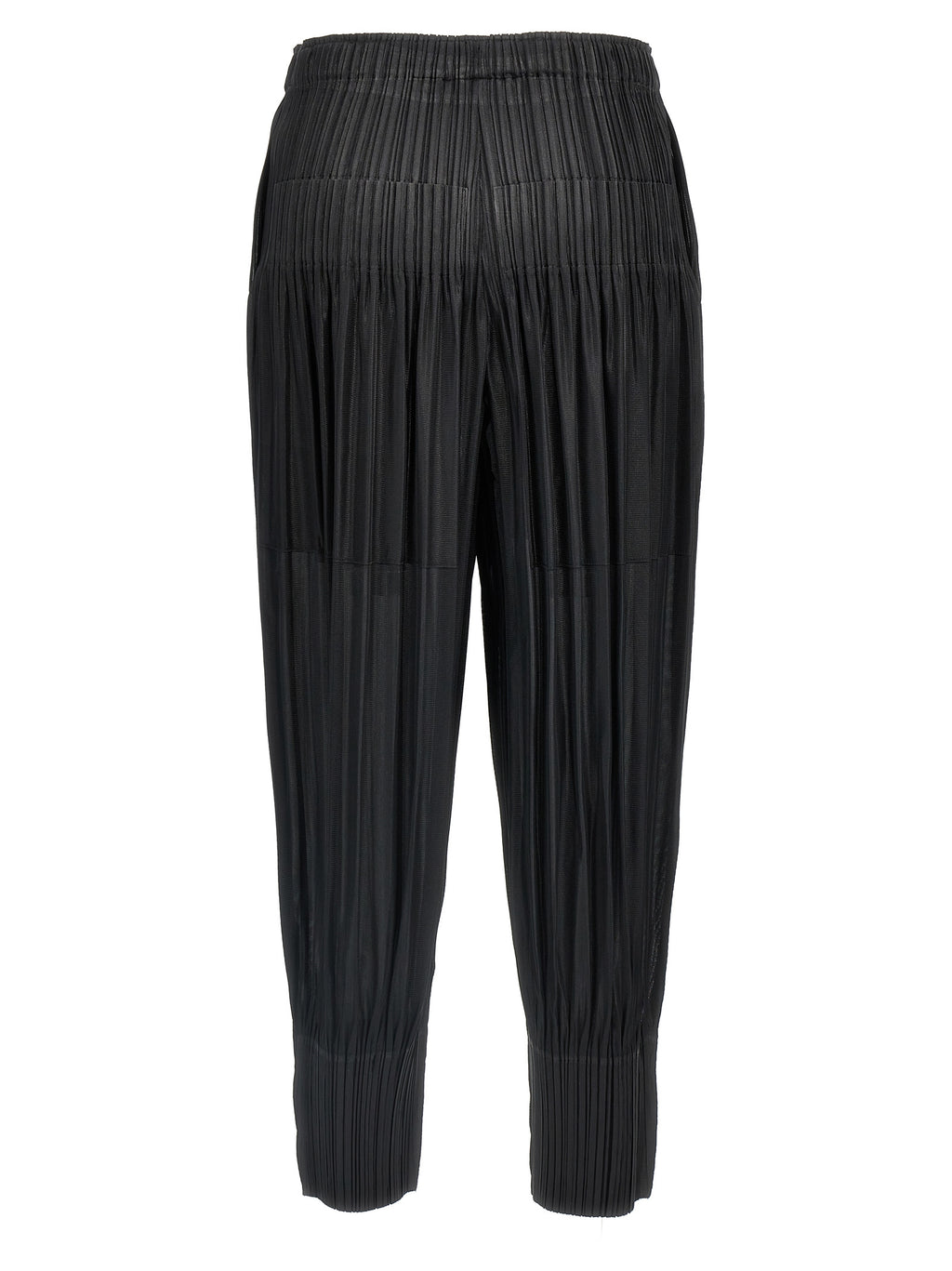 Black Polyester Casual Pants