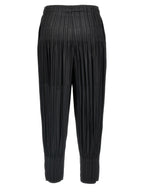 Black Polyester Casual Pants