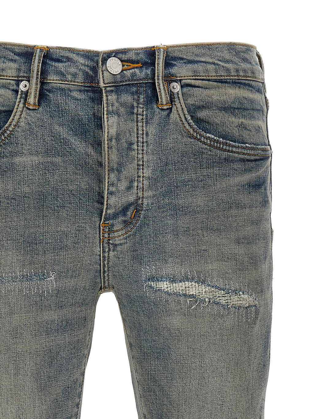 PURPLE Blue Cotton Slim Fit Jeans
