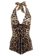 Dolce & Gabbana Brown Polyamide One-Piece Swimsuit