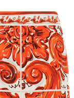 Dolce & Gabbana Orange Silk Midi Skirt