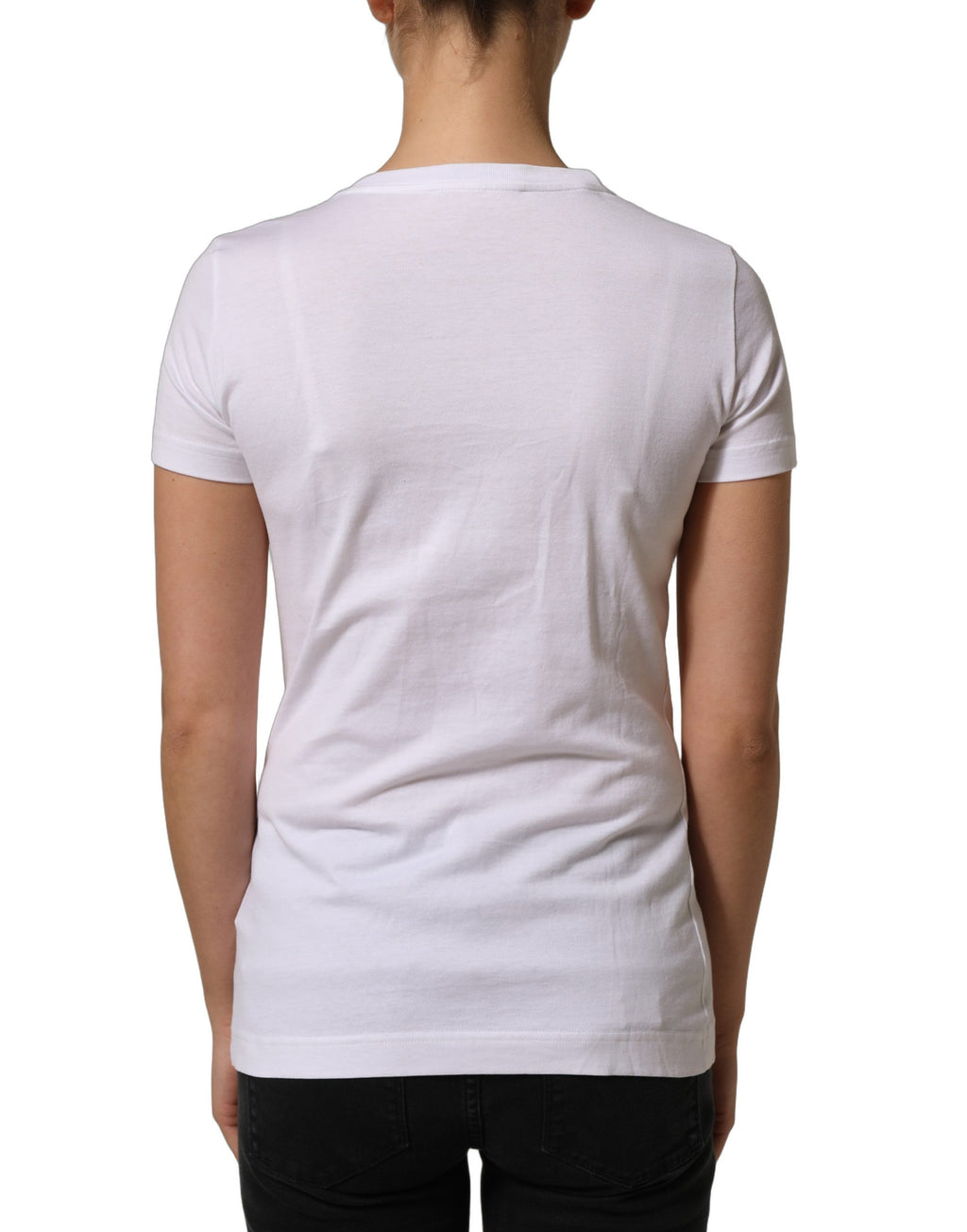Weißes T-Shirt mit Rundhalsausschnitt und DG-Logo-Verzierung
