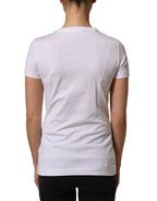 Weißes T-Shirt mit Rundhalsausschnitt und DG-Logo-Verzierung