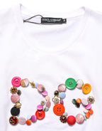 Weißes T-Shirt mit Rundhalsausschnitt und DG-Logo-Verzierung