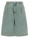 NUDE Blue Cotton Bermuda Shorts