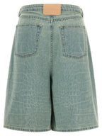 NUDE Blue Cotton Bermuda Shorts