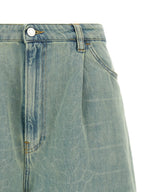 NUDE Blue Cotton Bermuda Shorts