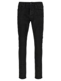 PURPLE Black Cotton Tapered Jeans