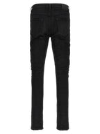 PURPLE Black Cotton Tapered Jeans