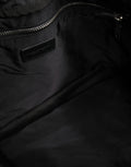 Black White Striped Polyester Drawstring Backpack Men Bag