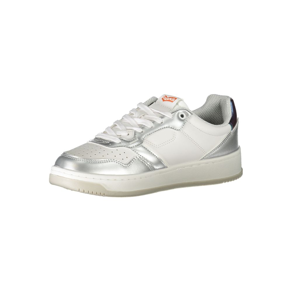 Weiße Polyurethan-Sneaker für Damen