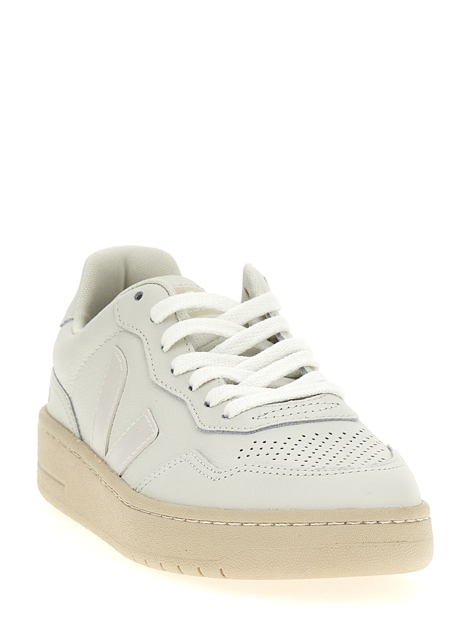 White Leather Low Top Sneakers