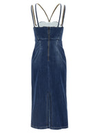 Nensi Dojaka Blue Cotton Midi Dress