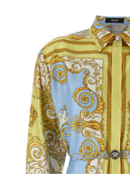 Versace Blue Silk Midi Dress